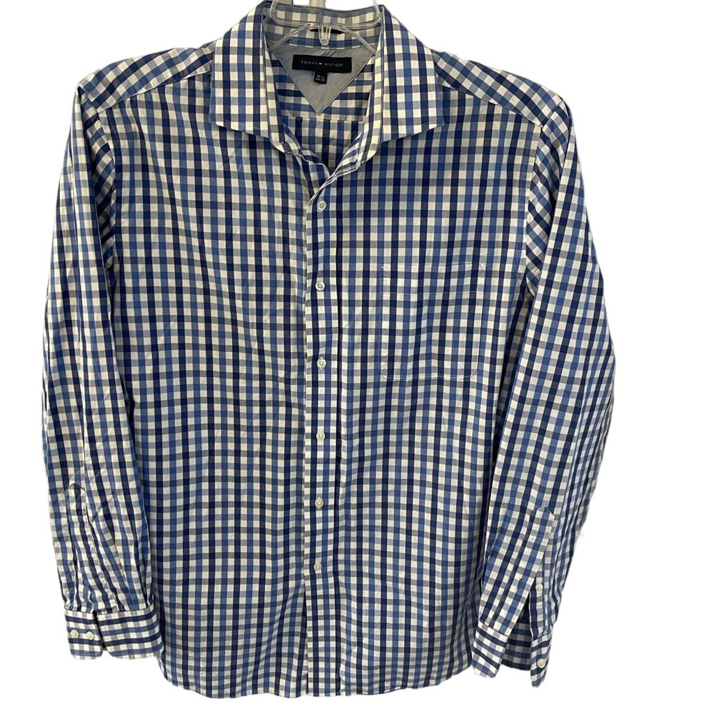 Tommy Bahama Men's Slim Fit Blue Gingham Button-Down Shirt Sz 16.5 (34-35)